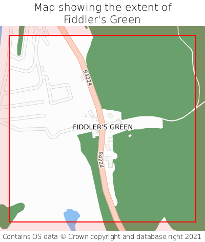 Map showing extent of Fiddler's Green as bounding box