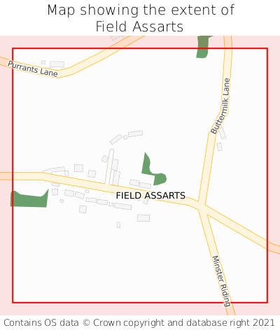 Map showing extent of Field Assarts as bounding box