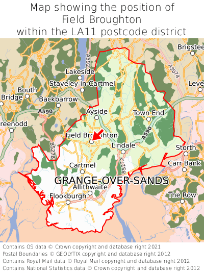 Map showing location of Field Broughton within LA11