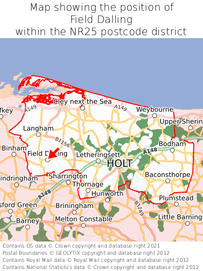 Map showing location of Field Dalling within NR25