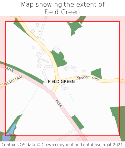 Map showing extent of Field Green as bounding box