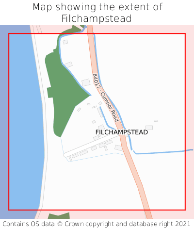 Map showing extent of Filchampstead as bounding box