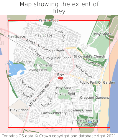 Map showing extent of Filey as bounding box