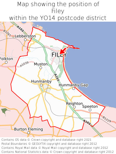 Map showing location of Filey within YO14