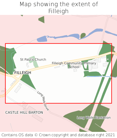 Map showing extent of Filleigh as bounding box