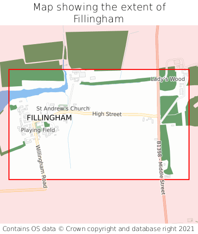Map showing extent of Fillingham as bounding box