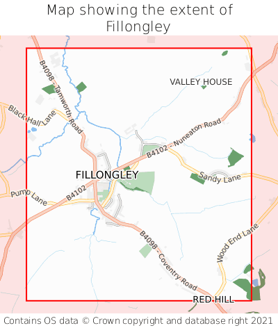 Map showing extent of Fillongley as bounding box