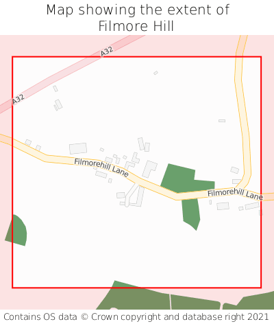 Map showing extent of Filmore Hill as bounding box
