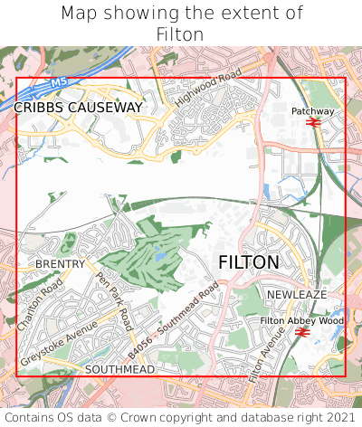 Map showing extent of Filton as bounding box