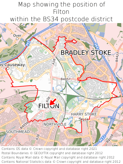 Map showing location of Filton within BS34