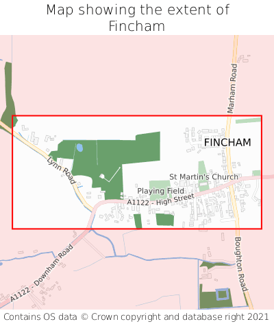 Map showing extent of Fincham as bounding box