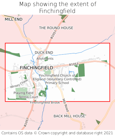 Map showing extent of Finchingfield as bounding box