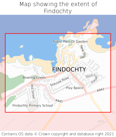 Map showing extent of Findochty as bounding box