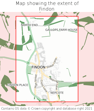 Map showing extent of Findon as bounding box