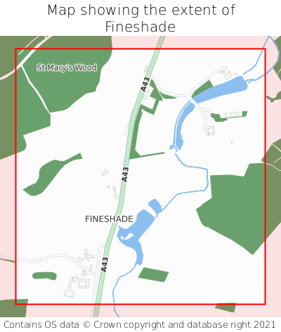 Map showing extent of Fineshade as bounding box