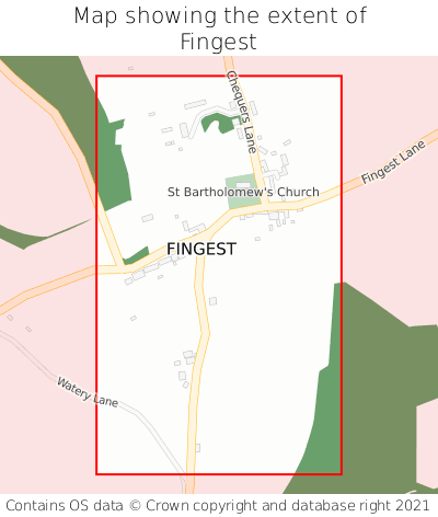 Map showing extent of Fingest as bounding box