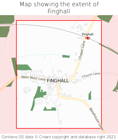 Map showing extent of Finghall as bounding box