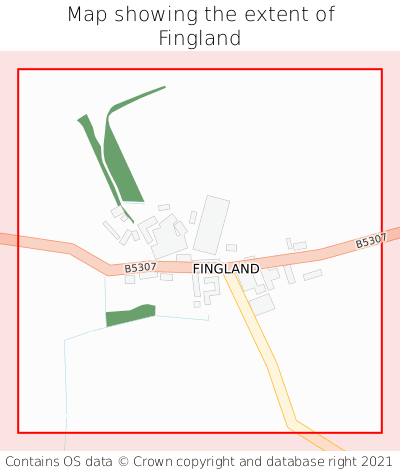 Map showing extent of Fingland as bounding box