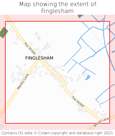 Map showing extent of Finglesham as bounding box