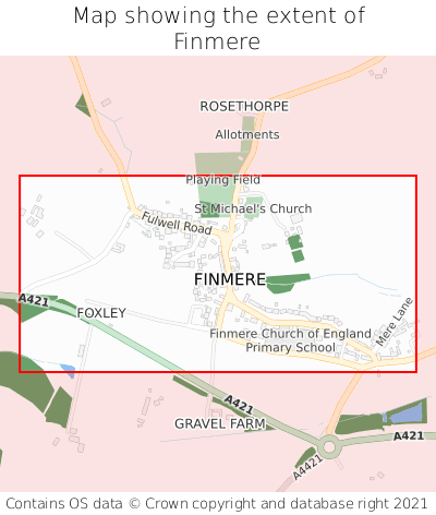 Map showing extent of Finmere as bounding box