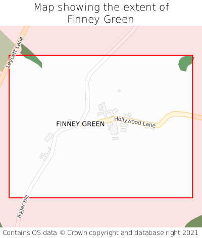 Map showing extent of Finney Green as bounding box