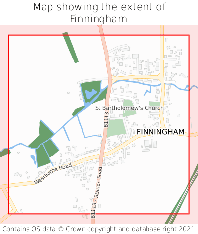 Map showing extent of Finningham as bounding box
