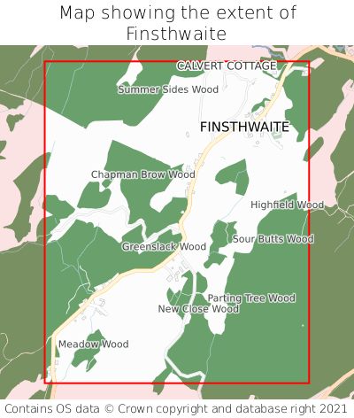Map showing extent of Finsthwaite as bounding box
