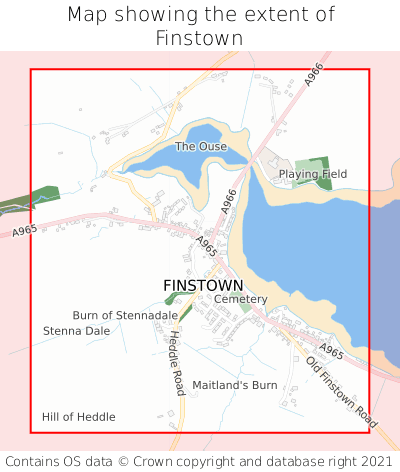 Map showing extent of Finstown as bounding box