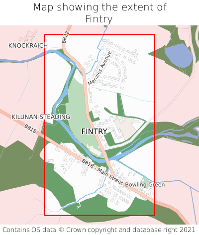 Map showing extent of Fintry as bounding box