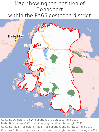 Map showing location of Fionnphort within PA66