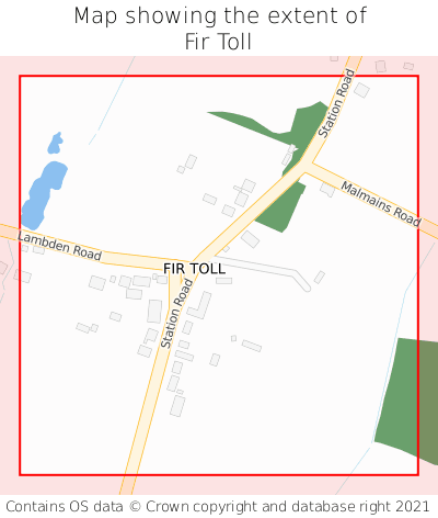 Map showing extent of Fir Toll as bounding box