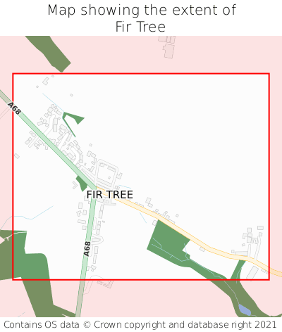 Map showing extent of Fir Tree as bounding box