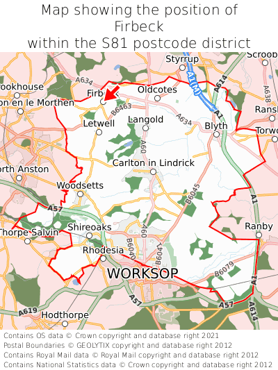 Map showing location of Firbeck within S81
