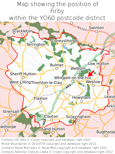 Map showing location of Firby within YO60