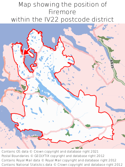 Map showing location of Firemore within IV22