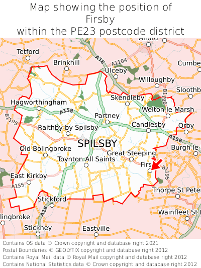 Map showing location of Firsby within PE23
