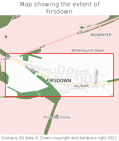 Map showing extent of Firsdown as bounding box