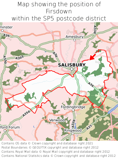 Map showing location of Firsdown within SP5