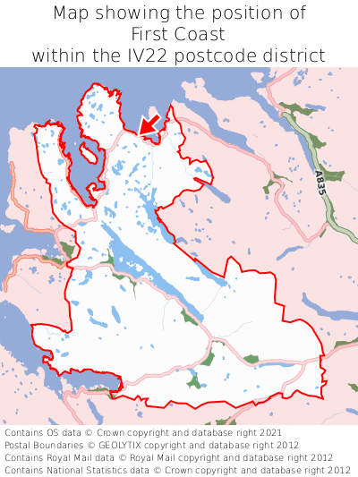 Map showing location of First Coast within IV22
