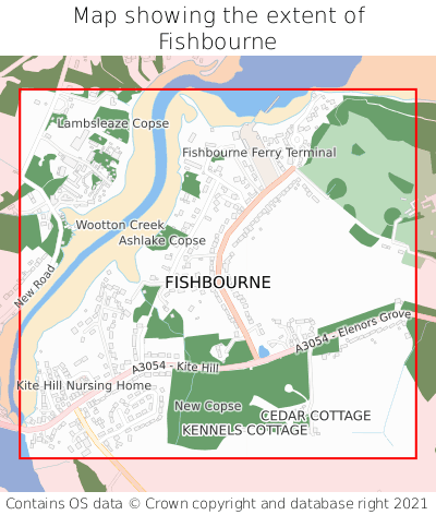Map showing extent of Fishbourne as bounding box