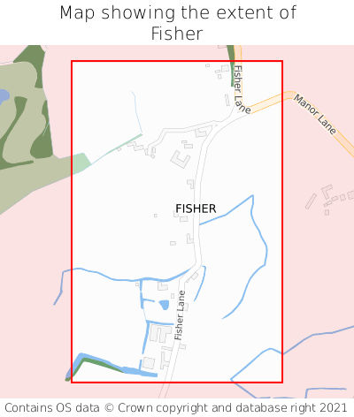 Map showing extent of Fisher as bounding box