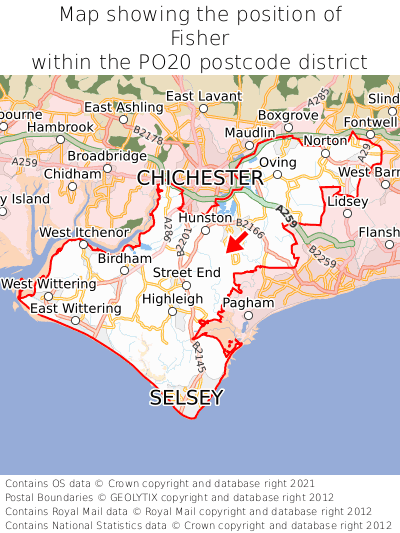 Map showing location of Fisher within PO20