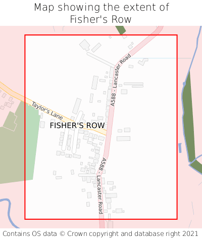 Map showing extent of Fisher's Row as bounding box