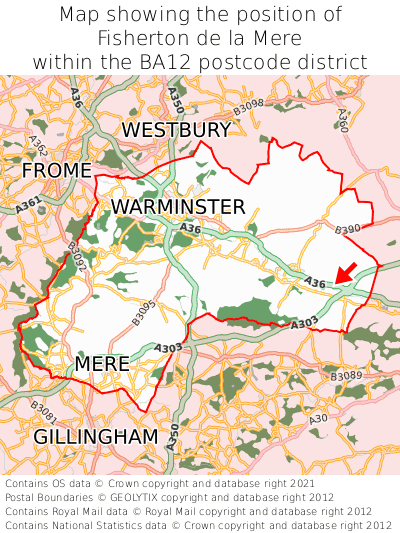 Map showing location of Fisherton de la Mere within BA12