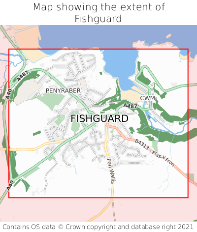 Map showing extent of Fishguard as bounding box