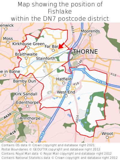Map showing location of Fishlake within DN7
