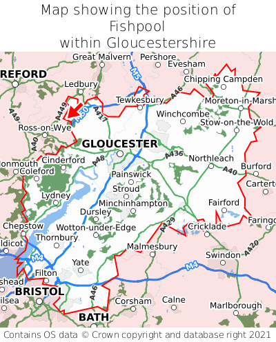 Map showing location of Fishpool within Gloucestershire