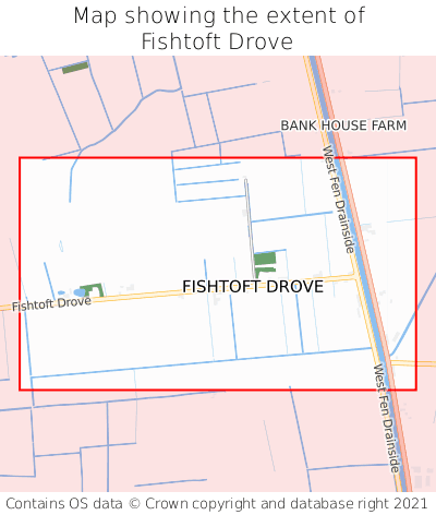 Map showing extent of Fishtoft Drove as bounding box