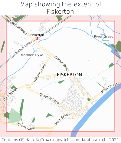 Map showing extent of Fiskerton as bounding box