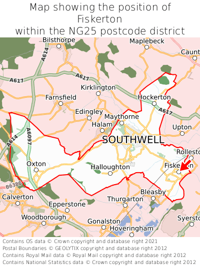 Map showing location of Fiskerton within NG25